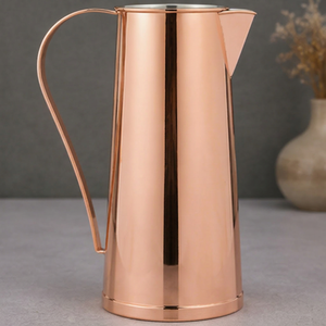 Copper Water Pitcher Jug Ayurvedic Health Restorative Water <b>Storage</b> Indian Traditional Tableware Metallic Drinkware Carafe - Product Image 1