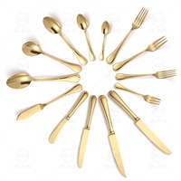Ensemble de couverts en acier inoxydable 18/10 304 plaqué or, style vintage rétro de luxe, pour restaurant, couteaux, cuillères, fourchettes, métal doré, pour fête