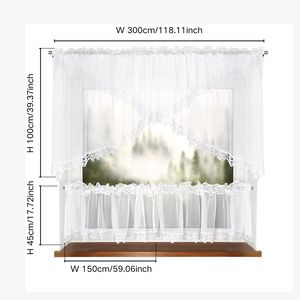Luxury series solid color transparent tulle <b>curtain</b> 3 pieces 300 * 100cm <b>for</b> bedroom, <b>kitchen</b>, living room, wedding decoration - Product Image 3