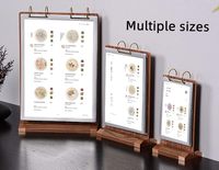 Présentoir de table vertical en bois massif A4 pour menus, listes de prix, café, thé et lait, avec détails en laiton