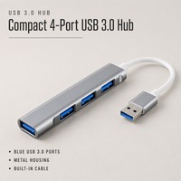 Adaptor Hub USB 3.0 Multiport 4 in 1 dari Aluminium Alloy, 4 Port USB 3.0 untuk Transfer Data Komputer, Tersedia Stok