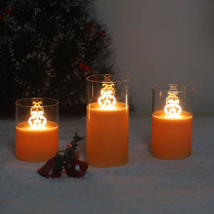 Vente en gros de Chine, bougies photophore chauffe-plat en verre de Noël dorées illuminées artificielles personnalisées à piles - Product Image 2