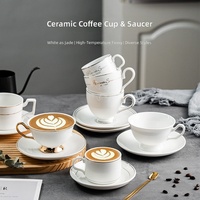 Ensemble tasse et soucoupe à café en céramique européenne, cadeau haut de gamme, tasse à eau créative de luxe léger pour bureau et café, thé en porcelaine fine arabe