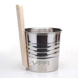 Vapasauna-cubo y cucharones de acero inoxidable para Sauna, color negro <span class=keywords><strong>azulado</strong></span>, con mango de <span class=keywords><strong>pino</strong></span>, gran oferta, fabricante directo - Product Image 2