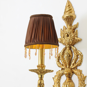 Applique murale en laiton haut de gamme avec abat-jour LED lumières de décoration murale en cuivre de luxe pour hôtel et salle de bain pour miroirs de chambre d'hôtel - Product Image 3