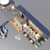 Boutique mobile préfabriquée entièrement équipée, café, restauration de rue, restaurant en conteneur maritime de 40 pieds