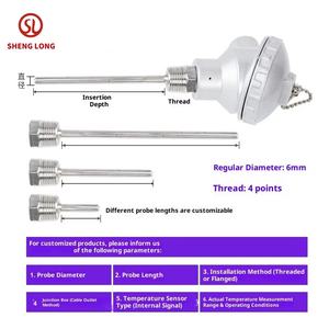 جهاز إرسال درجة الحرارة المتكامل مع مزدوج حراري من نوع K ومقاومة حرارية <span class=keywords><strong>Pt100</strong></span> طراز WZP-231 مع صندوق توصيل مقاوم للماء ومجس حرارة - Product Image 3