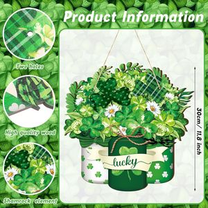 DAMAI - Adorno para Puerta del Día de San Patricio, Letrero Colgante de Madera, Decoración Irlandesa de Madera para una Feliz Fiesta del Día de San Patricio, Decoración para la Puerta Principal - Product Image 1