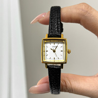 Reloj de Cuarzo Cuadrado de Aleación Retro de Lujo para Mujer, con Correa de Cuero y Esfera con Indicadores, Estilo Coreano, de Alta Gama, para Estudiantes