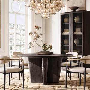 Lustre industriel rond en verre soufflé à la main, cadre métallique rétro, abat-jour ovale en verre transparent, lustre américain pour salle à manger et salon - Product Image 5