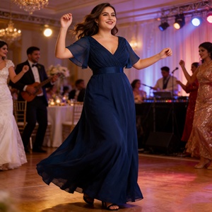 <span class=keywords><strong>Robe</strong></span> de <span class=keywords><strong>demoiselle</strong></span> <span class=keywords><strong>d</strong></span>'<span class=keywords><strong>honneur</strong></span> élégante en mousseline de soie, taille plus, col en V, couleur unie, simple et sexy - Product Image 3