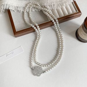 Elegant Rose Pearl Long Necklace For Women Imitation Pearl Multi-layer Sweater Chain Autumn Winter Fashion Jewelry - Product Image 3