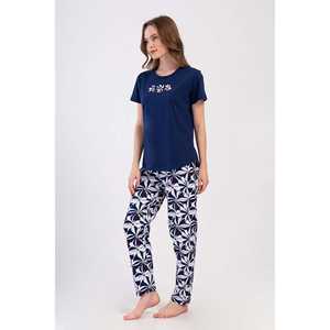 Conjunto de Pijama Sostenible para Mujer, Cuello Redondo, Manga Corta, Cierre de Botones y Cintura Elástica, Logotipo Personalizable para Ropa de Casa - Product Image 3