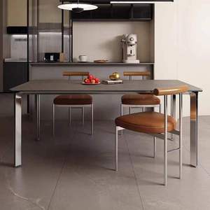 Table à manger en dalle de pierre de style italien minimaliste pour la maison et les restaurants, mobilier de salle à manger rectangulaire moderne et design - Product Image 2