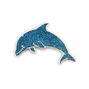 Guangzhou factory wholesale no minimum metal pins supplier luxury crafts hat glitter dolphin lapel soft enamel pins