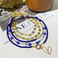 Trang Sức Ngọc Trai Thời Trang Pha Lê JC Vòng Cổ Chuỗi Hạt Mạ Vàng Pvd 18K Vòng Cổ Đính Cườm Vòng Cổ Mắt Quỷ Charm Vàng
