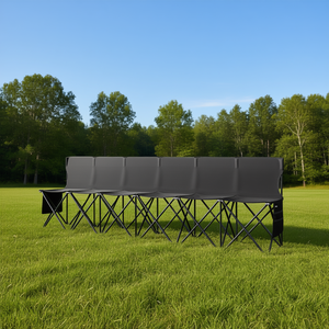 Banco Deportivo Plegable Portátil de 6 Plazas con Respaldo, Silla de Camping para Exteriores con Marco de Aluminio, Tela Oxford y Bolsa de Transporte, para Uso en Jardín - Product Image 2