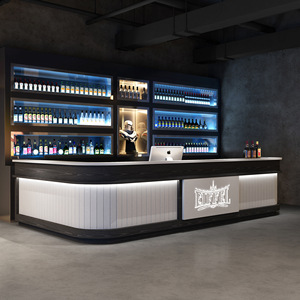 Escritorio de recepción con luz LED moderna para cajero, <span class=keywords><strong>tienda</strong></span> de café, leche, Mostrador de <span class=keywords><strong>Bar</strong></span>, escaparates, empresa de exhibición, barra frontal, diseño de <span class=keywords><strong>tienda</strong></span> - Product Image 4