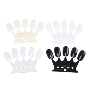 10 piezas de tarjetas de contraste para uñas con diseño de corona, 5 colores (rosa y negro), para exhibición y práctica de puntas de uñas - Product Image 5