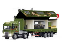 Camion de transport militaire en alliage inertiel avec lumières et sons, conteneur ouvrable, cabine camouflage, jouet de transport de l'armée