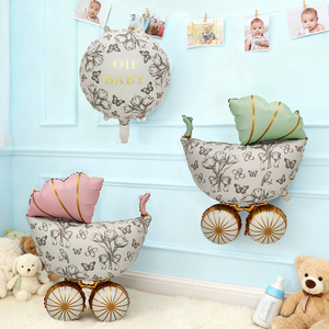 Palloncino in Mylar Vintage a Forma di Carrozzina Floreale '<span class=keywords><strong>Oh</strong></span> <span class=keywords><strong>Baby</strong></span>' per Decorazioni <span class=keywords><strong>Baby</strong></span> Shower e Feste di Rivelazione del Sesso - Product Image 4