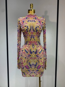 Minivestido <span class=keywords><strong>de</strong></span> <span class=keywords><strong>Mujer</strong></span> Brillante con Pedrería <span class=keywords><strong>Roja</strong></span>, Sexy, <span class=keywords><strong>para</strong></span> Cumpleaños, Boda, Fiesta <span class=keywords><strong>de</strong></span> Graduación, Drag Queen, Cantante, Actuación en Escenario - Product Image 1