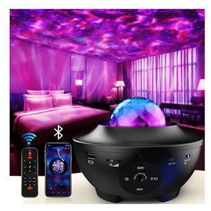Lámpara láser estrellada, proyector de música de diente azul, USB, Control remoto, cielo completo, estrella, luz Led nocturna pequeña - Product Image 1