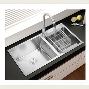 Fregadero Doble de Cocina de Acero Inoxidable 304 con Escurridor, Fácil de Limpiar y Duradero - Product Image 1