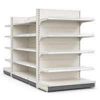 Étagères de gondole en acier blanc robustes, présentoir de vente au détail double face, équipement de magasin de supermarché, étagères réglables