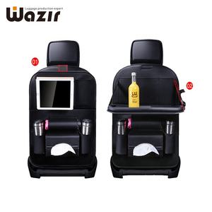 Organizador de asiento de coche de cuero PU, con bandeja plegable para mesa, tableta, teléfono, botella, soporte para taza, bolsa de almacenamiento de tejido - Product Image 3