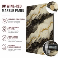 Panneau mural en marbre imperméable 2 mm, panneau mural en PVC UV veiné or 1220x2440 mm, ignifuge, pour hôtel, villa, directement de l'usine