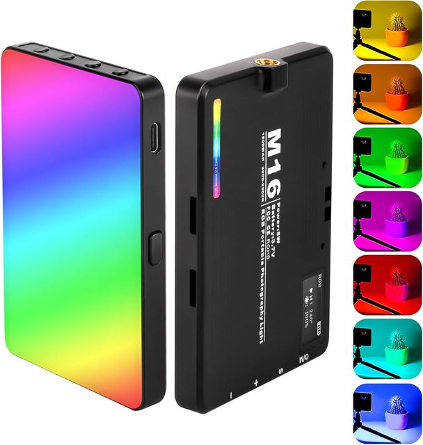 Video Camera Lights 6W Rgb Pocket 20 Scene Effects 3000K 9900K Hidden Phone Holder Lcd Display for Mobile Vlog Livestream