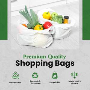 Bolsa de supermercado reciclable portátil y ecológica, bolsas de compras PLA de grado alimenticio con asas para pequeñas empresas para camisetas - Product Image 2