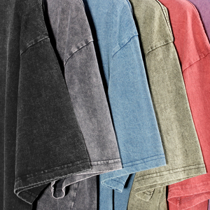 T-shirt in Cotone di Alta Qualità con Lavaggio Acido, Oversize, Stile Retrò, Effetto Minerale, Vestibilità Comoda, Vintage per Uomo - Product Image 6