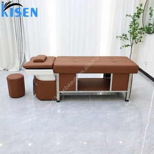 Kisen Luxury Shampoo <b>Bed</b> for Head Spa Experience Includes Water Circulation LED Therapy Steam Customizable PU Leather - Product Image 3