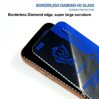 Film de protection d'écran en verre trempé ultra-fin 9H transparent anti-statique avec bordure en dentelle découpée au diamant 3D sans bords pour téléphone portable