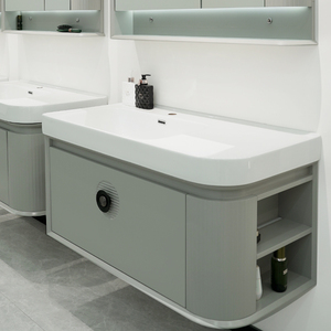 Ensemble de meubles de salle de bain de luxe moderne et minimaliste 2026 sur mesure avec miroir en bois, meuble-lavabo et bar mural pour hôtel - Product Image 3