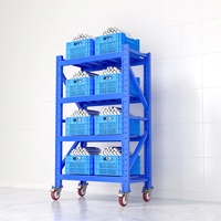Étagère de couche personnalisée 180KG 300KG Garage à 4 niveaux entrepôt stockage étagère en métal avec roues pour entrepôt