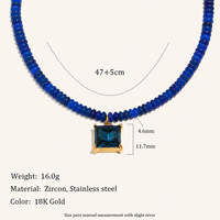 Collier en perles d'agate plaqué or 18 carats Dingran pour femmes, pendentif carré en zircon bleu vert rose, bijoux bohèmes tendance, vente en gros
