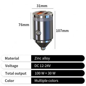 Custom Car Charger <b>Adapter</b> PD QC 3.0 Zinc Alloy 100W Mini Phone Car Charger for Corporate - Product Image 4