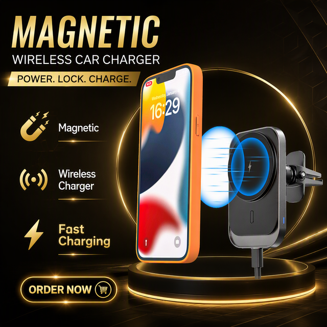 Trending Product 2026 15W Magnetic Wireless Charger With Strong Magnet Car Phone Holder