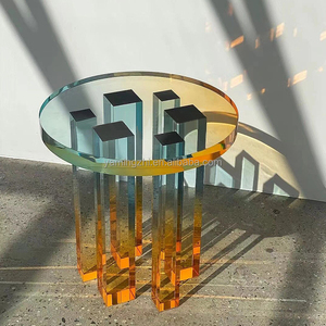Salon personnalisé en usine <span class=keywords><strong>Table</strong></span> basse en acrylique de couleur dégradée Villa au design moderne Petite <span class=keywords><strong>table</strong></span> ronde en acrylique - Product Image 5