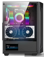 Hongyi M-ATX /ATX/ITX table verticale SPCC HD Audio ARGB panneau lumineux gamer ordinateur de jeu pc boîtier et tours avec ventilateur RGB