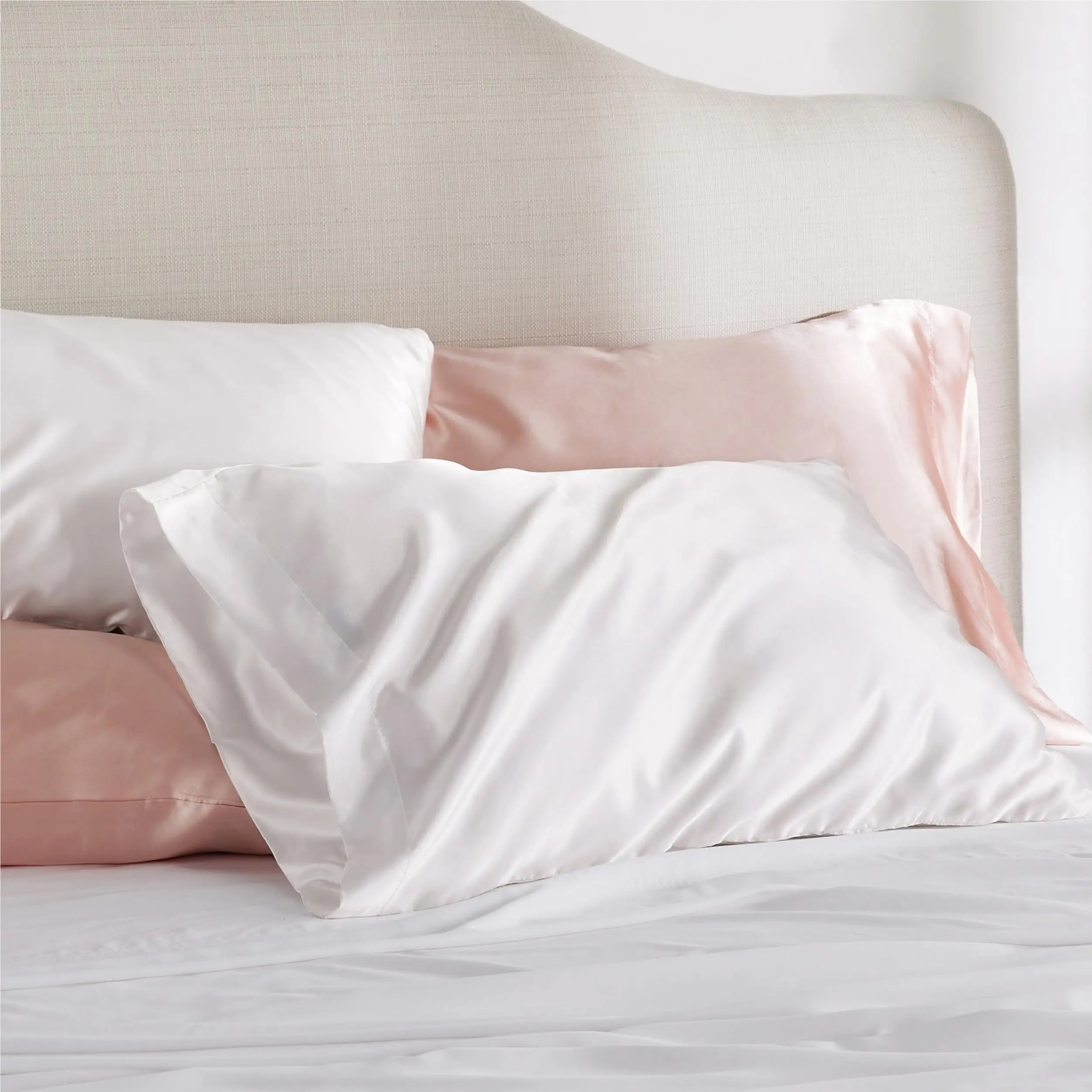 Wholesale Factory Price Silk Pillowcase Set Custom Logo Polyester Envelop Silk Satin Pillow Case