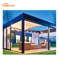 JHR Anlike Auvent extérieur sur le pont Pare-soleil de jardin bioclimatique Kit de pergola extérieure à persiennes en aluminium motorisé électrique