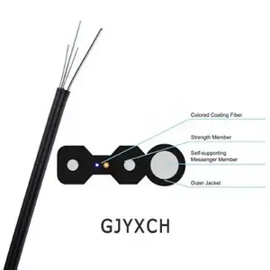 Открытый кабель связи FTTH 12 ядер однорежимный LSZH ПВХ куртка G652D GJYXCH волоконно-оптический кабель со стальной проволокой FRP ISO9001