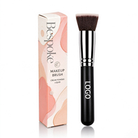 Kuas Makeup Kabuki Logo Kustom, Kuas Foundation Flat Top untuk Cairan, Krim, Bedak, Blush On, Kontur, Highlight, Kuas Kosmetik Wajah