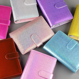 Wholesale Glitter Binders A5 A6 PU leather Loose Leaf Empty Notebook Planner Binder Diary Cover Agenda Budget Binder