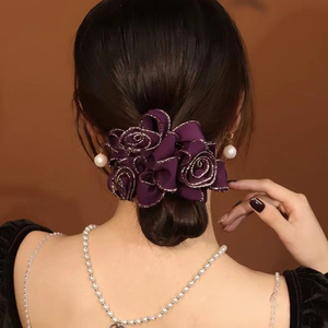 Coletero de Moda Minimalista de Doble Capa con Diseño Floral, Versátil y Exclusivo, para Mujer, Venta al por Mayor de Accesorios para el Cabello - Product Image 4