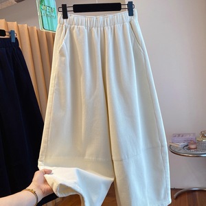Corduroy Pants Women Wide Leg High Waist Loose Fit Winter Style Straight Leg Cropped Pants Breathable Thickened Fleece Lined - Product Image 4